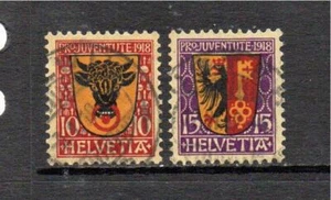 SWITZERLAND USED 1918 SGJ9-J10 PRO JUVENTUTE CHILDREN'S FUND *1 - Picture 1 of 1