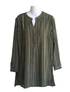 New Directions Tunika Top oliv elfenbein Streifen hoher niedriger Saum neu mit Etikett Petite Small PS - Bild 1 von 3