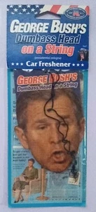 Vintage Blue Q Sealed George Bush's Dumbass Head On A String Air Freshener - Picture 1 of 2