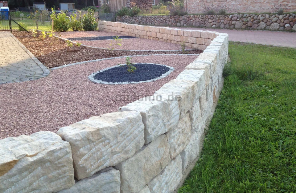 Sandstein Mauersteine Garten Mauer Hochbeet Naturstein Trockenmauersteine beige - Bild 1 von 3