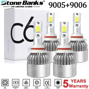 4x 6000K 9005+9006 LED Combo Headlight Fog Light Kit Hi Low Beam Bulb 360W White - Picture 1 of 12