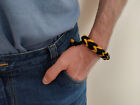 Men's wristband, chunky crochet bracelet, recycled T-shirt yarn, eco  jewellery