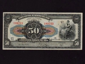 Peru:P-68Aa,50 Soles de Gold, 1941 * Banco Central de Reserva del Peru * VF+ * - Picture 1 of 2