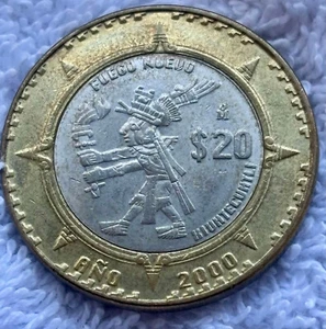 2000 MEXICO 20 pesos FUEGO NUEVO SCARCE ONE - Picture 1 of 4