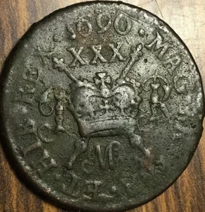 1690 IRELAND JAMES II GUNMONEY HALF CROWN MAY - Picture 1 of 2