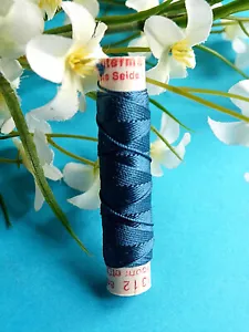 69B / Beautiful Coil Old Of Pure Wire Silk Drawstring Gutermann Blue N° 312 - Picture 1 of 1
