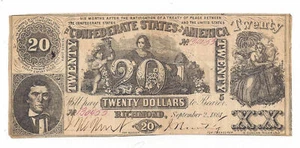 T-20 PF-5 Cr-141 1861 Confederate States of America $20 Note No.130455 - (05813) - Picture 1 of 2
