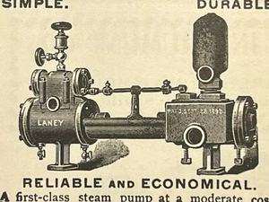 Anuncio impreso vintage Thomas Laney maquinaria de bomba de vapor 1894 - Imagen 1 de 3