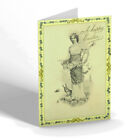 EASTER CARD - Vintage Design - Woman in Meadow with Flowers & Pussy Willow