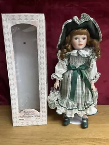 LEONARDO COLLECTION PORCELAIN DOLL AMANDA 16in BOX STAND AUBURN HAIR GREEN EYES - Picture 1 of 10