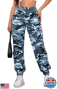 Camo Cargo Pants for Women High Waisted Baggy Military Army Camouflage Jogger - Picture 1 of 5