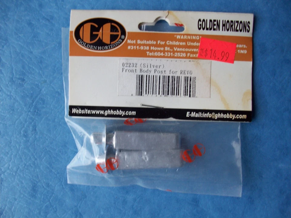 VINTAGE GOLDEN HORIZONS 02232 FRONT BODY POST SILVER (2) TRAXXAS REVO 02232S NIP - Image 1 of 2