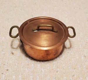 Copper and Brass Miniature Dutch Oven or Covered Stock Pot Vintage Original - Picture 1 of 11