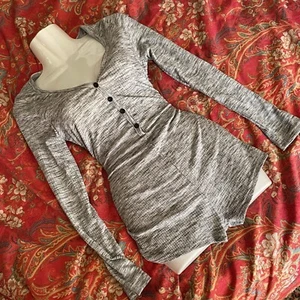 S Sleep Ribbed Long Sleeved Shorts Pajama Romper Gray pj henley one piece button - Picture 1 of 8