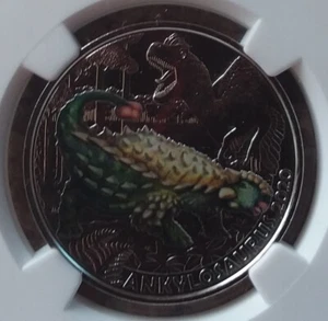 RARE 7 NGC 2020 Austria 3 Euro MS69 Glow In Dark Ankylosaurus Dinosaur  - Picture 1 of 6