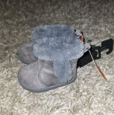 Bota Shearling Falsa Wonder Nation Bebê Menina Infantil Tamanho 2 Cinza Nova (Eb10) - Imagem 1 de 3