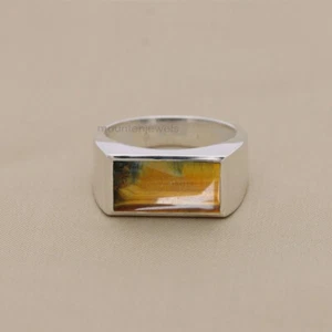 Tiger's Eye Gemstone Ring 925Sterling Silver men's Ring Signet Ring Gift Fro Him - Picture 1 of 4