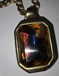 Kenneth Lane Necklace Mystic Rainbow Crystal Pendant Gold Tone KJL - Picture 1 of 10