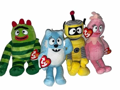 Ty Yo Gabba Gabba Conjunto de 4 Gorros PLEX, BROBEE, FOOFA TOODEE Novo - Imagem 1 de 4