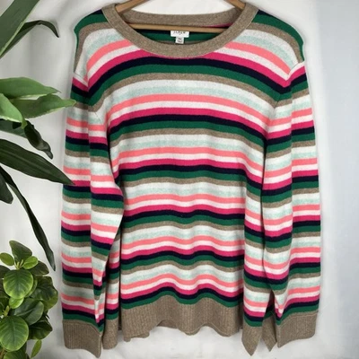 J. Suéter listrado Crew Factory plus size 3X colorido Natal Ski Lodge novo - Imagem 1 de 4