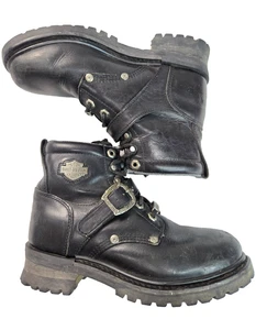 Harley Davidson 81024 Black Leather Lace Up Combat Motorcycle Boots Womens 8 - Picture 1 of 13
