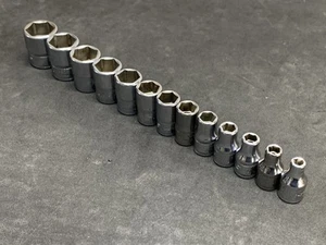 Snap-on Tools 13pc 1/4" Flank Dr Metric 4-15mm Socket Set Shallow Sockets - Picture 1 of 7