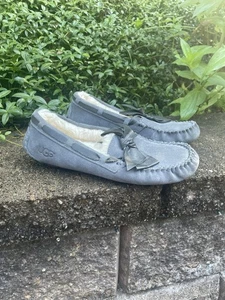 New Nwob Ugg Dakota Bow Slippers Gray Suede Loafers Size 10 - Picture 1 of 10