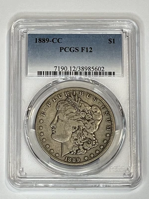 1889-CC Morgan Silver Dollar $1 PCGS F12 Key Date ~Very Nice Original Rare Coin! - Image 1 of 2