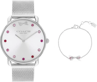 Coach Elliot Women's Gift Set 36mm Quartz Watch with Stainless Steel Silver/Pink - image 1 of 3