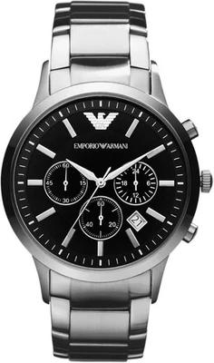 Emporio Armani Orologio Uomo AR2434 Cronografo Data Acciaio e Nero 43mm - Immagine 1 di 2