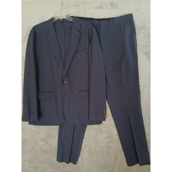 JCrew Ludlow Slim Fit Suit Sz 42R W36 L32 Blue Houndstooth Plaid Linen Blend New - Image 1 of 4