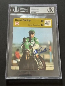 Tarjeta Steve Cauthen Firmada 1977-79 Sportscaster #09-07 Beckett BAS Jockey - Imagen 1 de 2