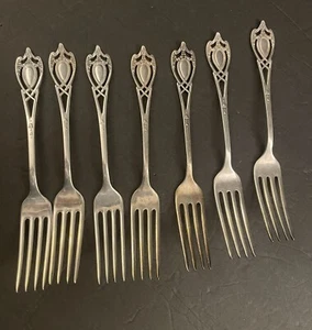 7 Antique Monticello by Lunt Sterling Silver Regular Fork 7.25" No Monogram - Picture 1 of 17