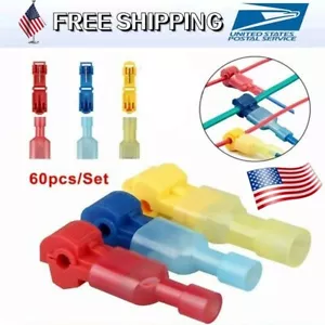 Kit combinado de 60 conectores terminales de cable de empalme rápido aislados 22-10 awg t-Taps - Imagen 1 de 12