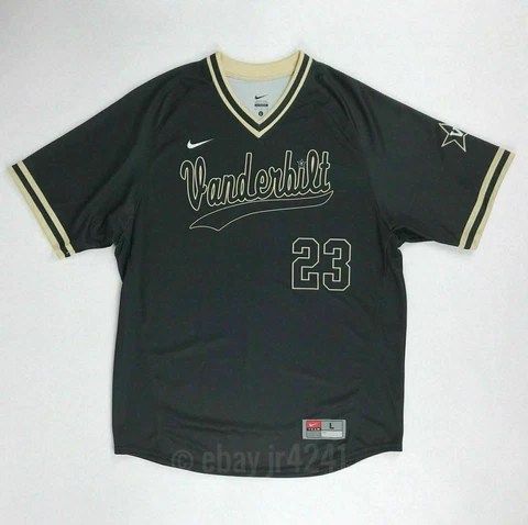 Nike Vanderbilt Commodores Throwback Baseball Jersey Men's Large Black 632234 Cover