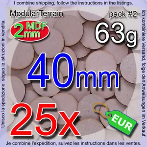 25x 40mm Round Base 2mm MDF Socle Circular War Hammer 40k Infinity Age Of Sigmar - Imagen 1 de 9