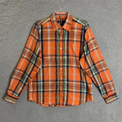 TRUE ROCK Button Down Shirt Mens XL Long Sleeve Plaid Orange Collared Casual - Image 1 of 4