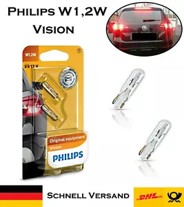 2x Philips W1,2W Vision 12V W2x4,6d 12516B2 Signal Innebeleuchtung Ersatz Birne - Picture 1 of 3