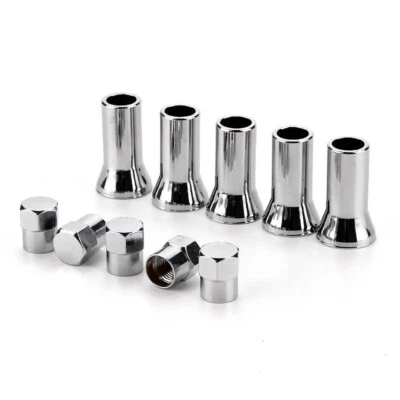 4x Silver Chrome Valve Stem Caps Covers + Long Sleeve Chromies Car/Bicycle TR414 - Image 1 of 4