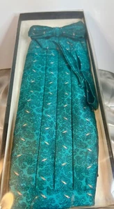 Vintage 80er Jahre Kummerbunt und passende Fliege mit Paisleymuster - Bild 1 von 3