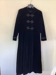 Vintage Black Velvet M Steampunk Anime Victorian Edwardian Maxi Coat Handmade - Bild 1 von 7