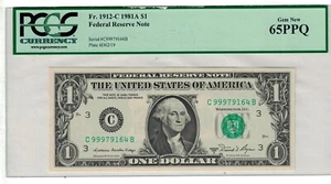 ** 1981 A $1 ONE DOLLAR FEDERAL RESERVE NOTE FR.1912-C GEM NEW ** - Picture 1 of 2