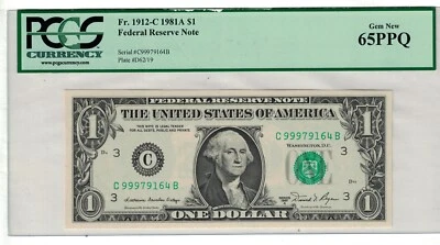 ** 1981 A $1 ONE DOLLAR FEDERAL RESERVE NOTE FR.1912-C GEM NEW ** - Image 1 of 2