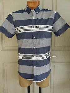 21 men horizontal striped short sleeve button down shirt top sz S - Picture 1 of 7
