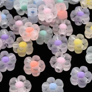 Pack of 50 Transparent Acrylic Frosted 12mm Bead in Bead Flower Beads - Picture 1 of 5