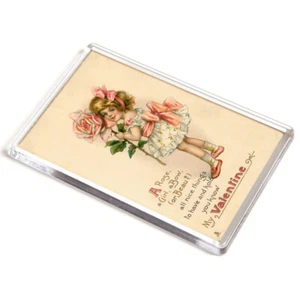 JUMBO MAGNET - Vintage Valentine - A Rose a Girl, a Bow (Or a Beau?) - Picture 1 of 1