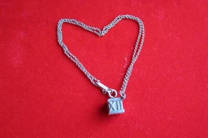 Tiffany & Co Silver Necklace Atlas Cube Pendant Tiffany Silver Necklace Pendant - Picture 1 of 9