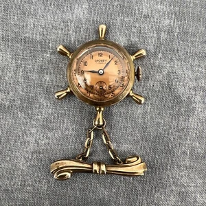 Crosby Jewels Ships Wheel Pin Watch 10 K Rolled Gold R.G.P Untested - Picture 1 of 12