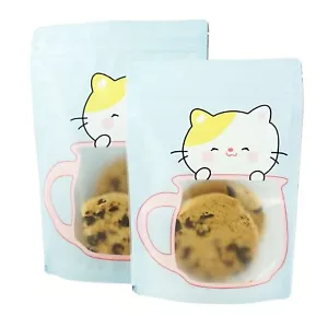 25/50/100 sacchetti da imballaggio blu carini per caramelle gatti sacchetti bomboniere progettati per biscotti - Foto 1 di 8