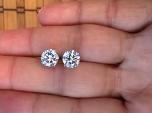 Mens Ladies 0.75 ct. Lab Diamond 18K W Gold Filled Screw Back Stud Earrings 6mm